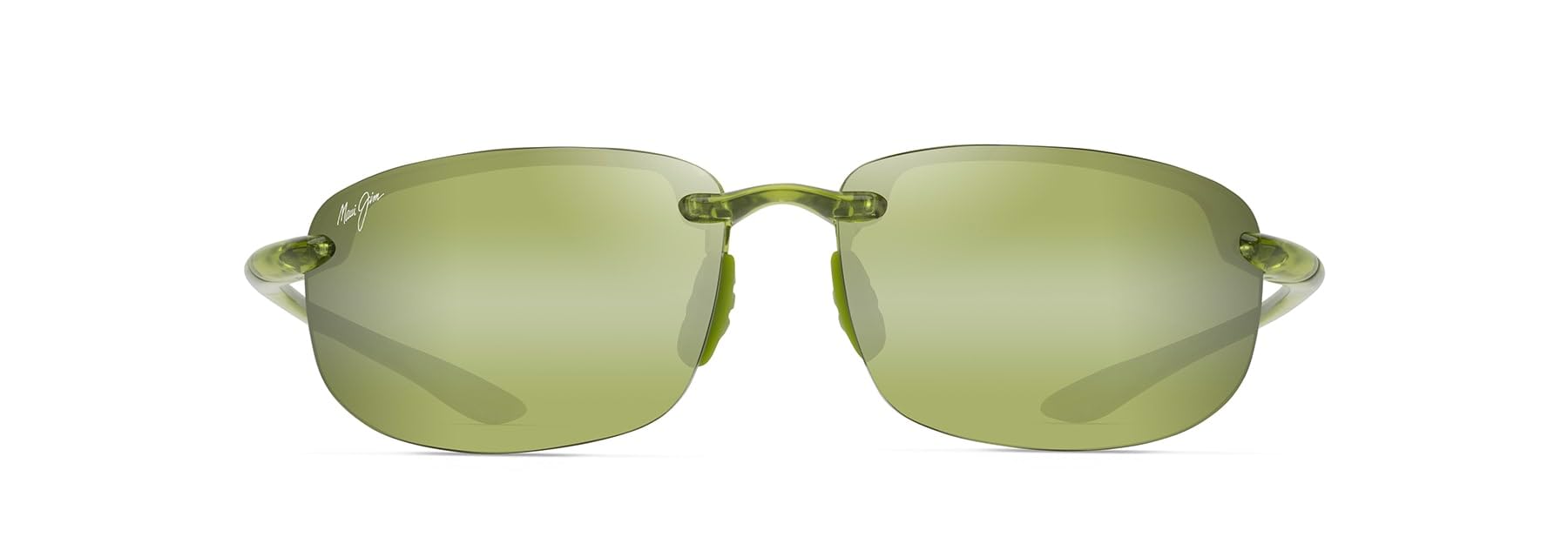 Photo 1 of Maui Jim Unisex's Hookipa Polarized Rectangle Sunglasses, Shiny Transparent Light Green/Maui Ht™ Polarized, Large