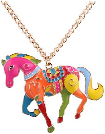 Andyle Cute Elegant Girl's Enamel Festoon Horse Chain Necklace for Teen Girls (Horse 1)