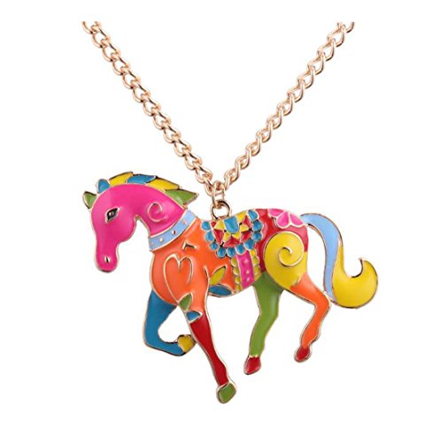 Andyle Cute Elegant Girl's Enamel Festoon Horse Chain Necklace for Teen Girls (Horse 1)