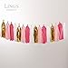 Ling's moment 20pcs Tassel Banner Tissue Paper Tassels Garland, Fiesta Fringe Garland for Wedding, Baby Shower, Event & Party Supplies, DIY Kits - (Metallic Gold+Pink+White+Hot Pink)