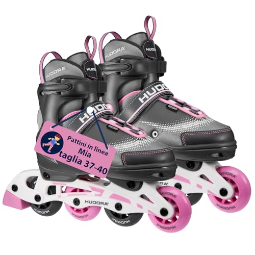 Pattini in linea Mia magnolia - misure 37-40 - Pattini in linea per bambini/ragazzi e adulti in più misure e colori - Pattini a rotelle regolabili fino a 4 misure - Pattini comodi e di stile
