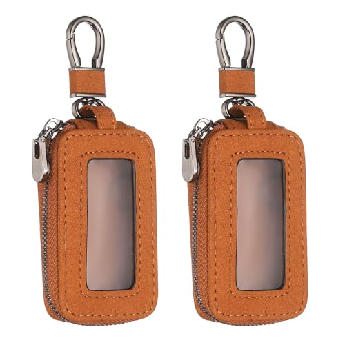 HARFINGTON 2Pcs Car Key Fob Cover Case Leather Universal Smart Car Key Holder with Key Ring & Keychain for Remote Key Fob, Brown at Amazon
