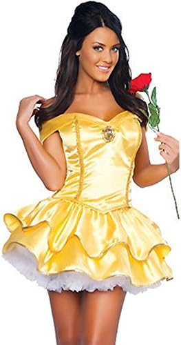 ZNFQC Women's Yellow Strapless Snow White Princess Dress Halloween Costume (L, Yellow)