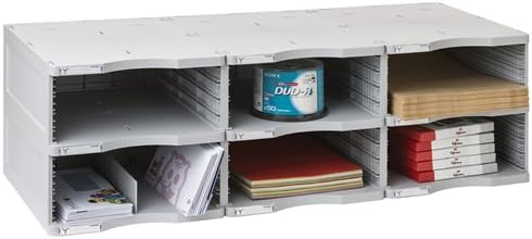 ARCHIVO 2000 Trio Jumbo Literature and Forms Sorting Station, 6 Compartments, 35.43 x 14.17 x 10.83 Inches, Grey (6632 GS)