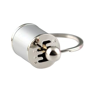maycom Creative Auto Part Model Gear Box Keychain Six-Speed Manual Transmission Shift Lever Keyring Key Chain Ring Keyrings Keyfob (Silver)