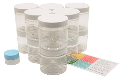 Clear 16 oz plastic jars with white lids (12 pk) with m…
