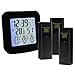 TEKCOPLUS Wireless Weather Station Thermometer with 3 Indoor Outdoor Sensor Wireless Clock Alarm Temperature Humidity Monitor Easy to Read Display with LED Back Lights
