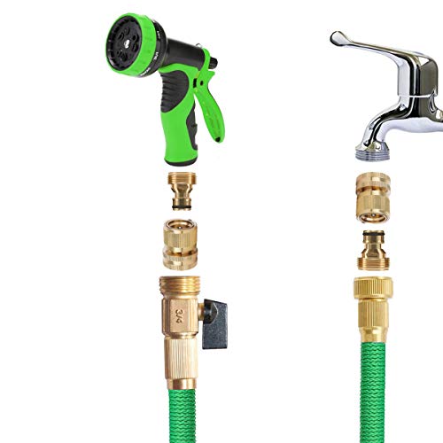 SHOWNEW Garden Hose Quick Connectors, Solid Brass 3/4 inch GHT Thread