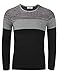 KAIUSI Men's Contrast Color Crew Neck Long Sleeve Casual T-Shirt Top Large Dark Grey