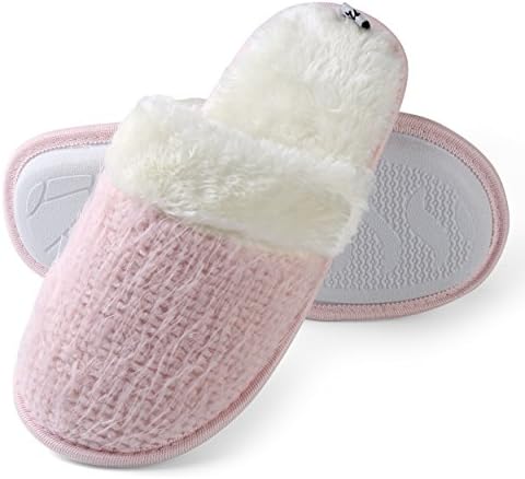 Aerusi Women's Cozy Knit Weave Plush Fleece Lined Slip on Houser Clog Scuff Slipper