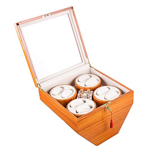 udgtee XTELARY Luxury Quiet Rotation Quad Automatic Watch Winder Display Box Case Wind 8 Watcher 4 Malachi Motors (M4802MW)