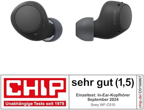 WF-C510 Truly Wireless Kopfhörer - Kleine, leichte Bluetooth In-Ear-Kopfhörer mit Multipoint-Connection, Ambient Sound, IPX4 Rating, Spotify Tap, Quick Charge, 22 HR Akku, iOS & Android - Schwarz
