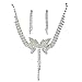Crystal Necklace Earrings Set Charm Tassel Butterfly Shape Wedding Jewelry Set Women Bride Party