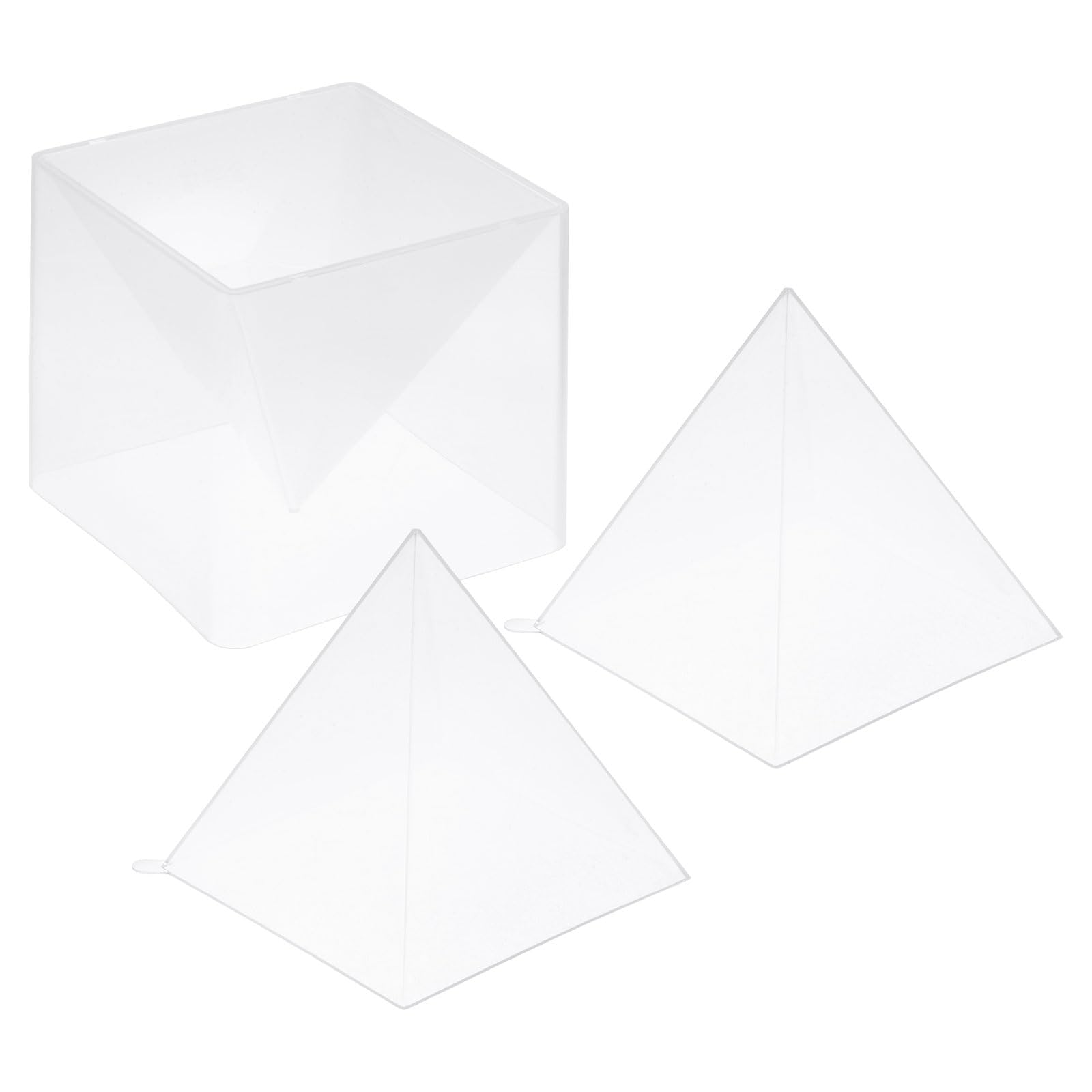 uxcell Resin Silicone Mold 6" (2pcs) Pyramid Large Epoxy Mould with Holding Frame for Resin Crafts DIY Art Home Decoration, Transparent