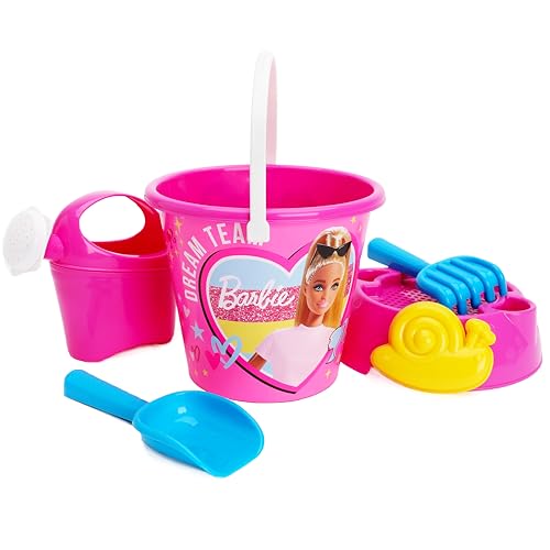 Toyland® 6 Piece Barbie Bucket & Spade Set With Watering Can - Sand & Water Play - Beach Toys - Age 18 Months+