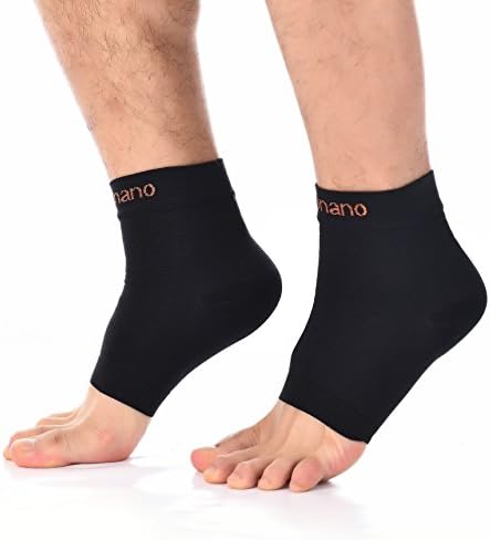 Aaronano 2 Pieces Ankle Brace Support for Women and Men - Black Foot Compression Sleeve for Plantar Fasciitis, Injury Recovery, Joint Pain, Swelling, Achilles Tendon and more,L