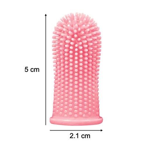 Baby Toothbrush, 360 Degree Bristle Silicone Finger Toothbrush 6 to 12 Months, and Toddler Toothbrushes 1-2, Set of 2 – Pink
