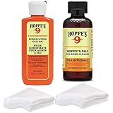 Bushnell Hoppes Gun Bore Cleaner, Lubricating Oil with 40 Patches for .38, 9mm, .40, .44 and .45 Caliber Handguns / Pistols M