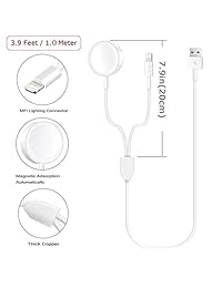 Cargador de Apple Watch, 2 en 1, cargador de iPhone con cable de carga portátil de 3.3 ft, compatible con Apple Watch Series 4 3 2 1 y iPhoneXR XS XS Max X 8 8Plus 7 7Plus 6 6Plus iPad4
