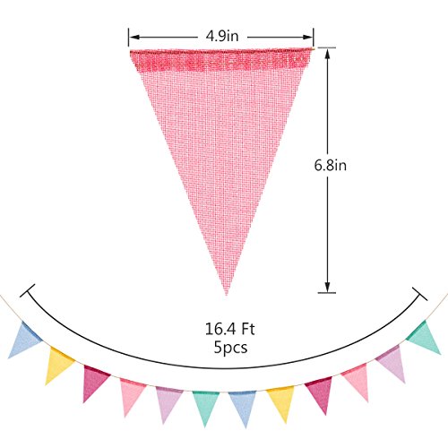 BEFORYOU 60 Flags Imitated Burlap Pennant Banner - Multicolor Fabric Triangle Flag Bunting for Summe - //coolthings.us