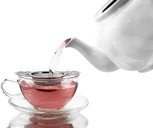 Empress Tea Strainers with Drip Bowls; Elegant Stainless Steel Loose Leaf Tea Strainers (1)