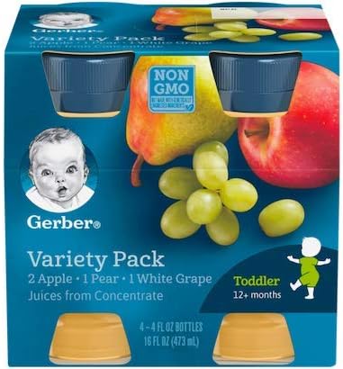 Gerber 100% Juice , 4-Ounce Bottles (Variety Pack, Pack - 6)