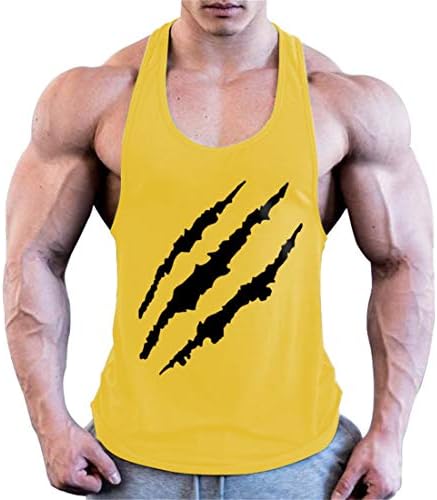 COWBI Men's Print Muscle Gym Fitness Y Back Stringer Tank Tops Bodybuilding Workout Sleeveless Vest M-XXL