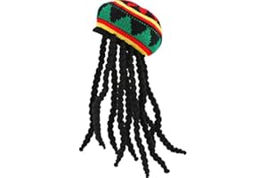 SATINIOR Rasta Hat with Black Dreadlocks Wig Rasta Wig with Dreads Funny Hat, 1 Piece, Size 17. 3