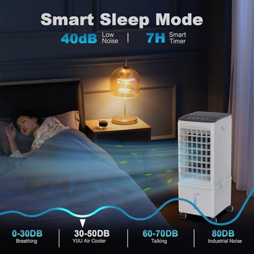 Portable Air Conditioners, 2.5 Gal Evaporative Cooling Fans that Blow Cold Air, 3 Speed Portable AC Unit, Quiet Swamp Cooler w/Timer & Remote, Windowless Air Conditioner for Bedroom Office Garage