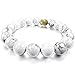 INBLUE Women,Men's 10mm Alloy Energy Bracelet Link Wrist Energy Stone Gold Tone White Simulated Howlite Turquoise Buddha Mala Bead Elastic