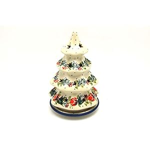 Polish Pottery Christmas Tree Luminary – Small (6″) – Garden Party