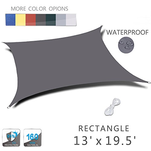 LOVE STORY 13′ x 19.5′ Rectangle Charcoal Waterproof Sun Shade Sail Perfect for Outd ...
