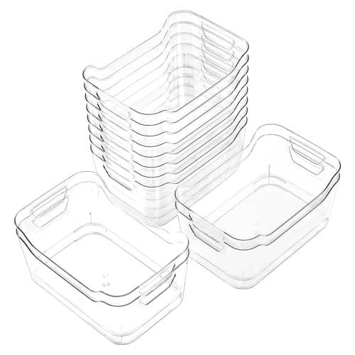 12 Pack Clear Plastic Storage Bins, Pantry Organizers and Storage, Clear Pantry
