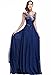 Babyonline Blue Long Prom Lace Dresses Evening Gowns with Sequins