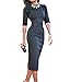 Rui Wen Women Half-Sleeve High Waist Office Formal Bodycon Dress Business (S, Black)