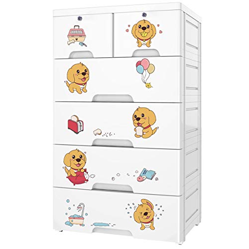 Nafenai 6 Drawer Dresser Plastic Storage Drawers Unit For Clothes