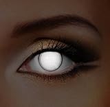 Adults Mens Ladies White Mesh UV Halloween Carnival Cosmetic Coloured Fancy Dress Eye Wear Accessory with Contact Lens Case exclusive to Dress You UP TM
