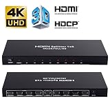 4K 1x8 HDMI Splitter, NEWCARE One in Eight Out Powered 8way HDMI Splitter Audio Video Distributor Amplifier with Charger, Support Full HD 3D & 4K x 2K