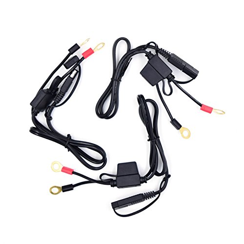 Aileap Ring Terminal Harness to SAE 2-Pin Fused 12-24V Motorcycle Battery Quick Connect Cable (3 Packs)