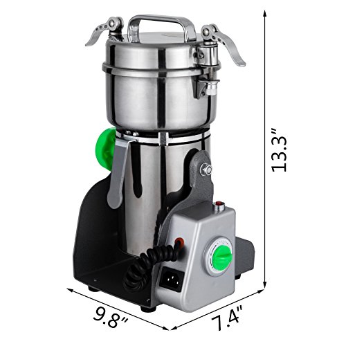 Happybuy 300g Stainless Steel Electric Grain Grinder Mill High-speed Medicial Powder Machine Commercial Cereals Grain Mill Herb Grinder Pulverizer (300g)