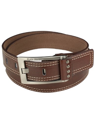 Double Stitched Edge Wide Belt - Dark Chocolate