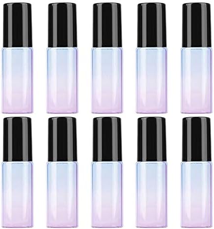 10pcs/5ml Portable Mini Perfume Dispensers Essential Oil Glass Container Roll on Design Gradient Color Travel Glass Bottle