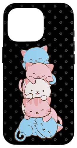 iPhone 16 Pro Transgender Pride Flag Cute LGBTQ Trans Pride Kawaii Cat Case