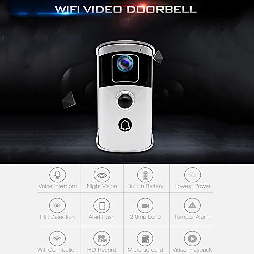 Wireless WiFi HD 1080P Alarm Smart Phone APP Remote Control Video Doorbell Rainproof IR-Cut Intercom Camera Motion Detect Door Phone Ring Bell Home Security System
