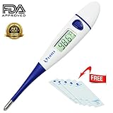 Clinical Digital Thermometer Fast Read & Monitor Fever Temperature in 15 Seconds by Oral Rectal Underarm & Axillary, Reliable Readings for Baby, Children & Adult - Mercury Replacement