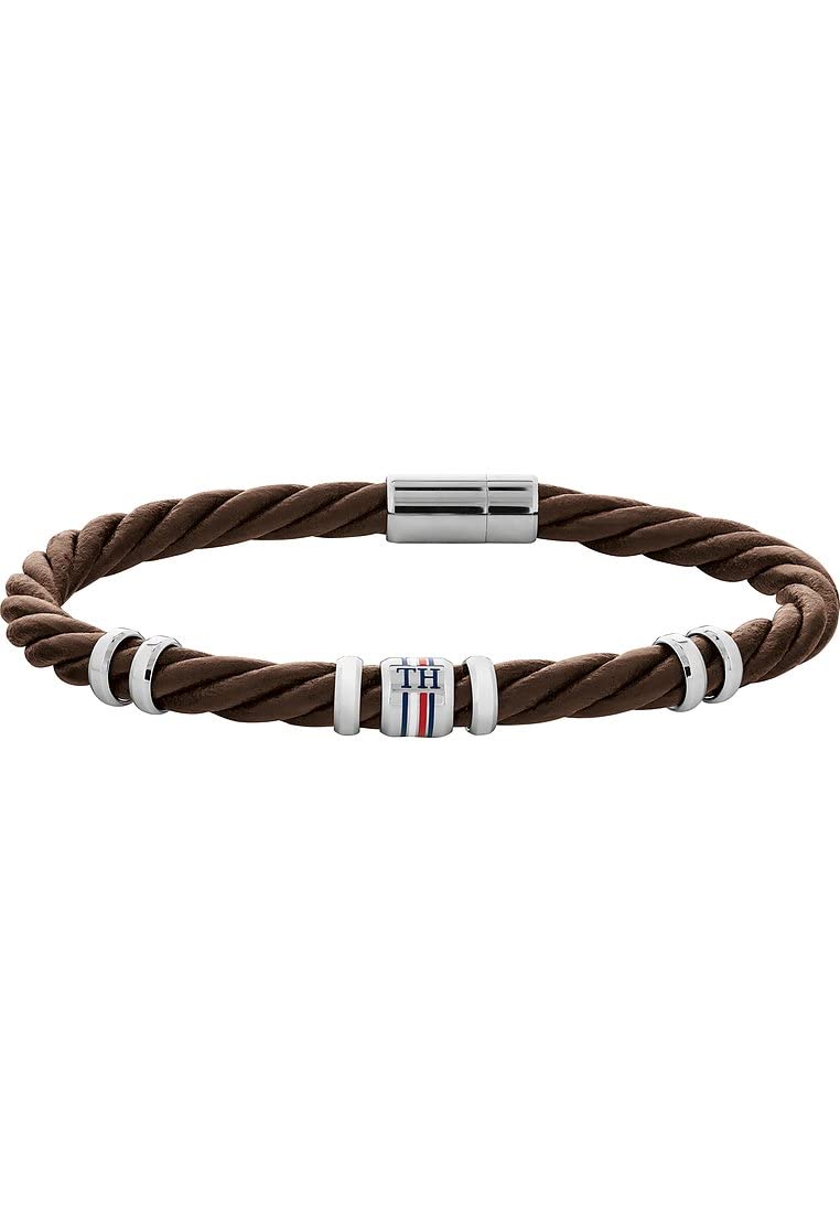 Tommy Hilfiger Stainless Steel Leather Bracelet, Brown, 19 cm, Magnetic, 2790200S
