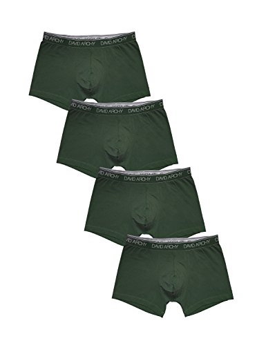David Archy Men's 4 Pack Ultra Soft Modal Cotton Underwear Trunks(XL,Olive Green)