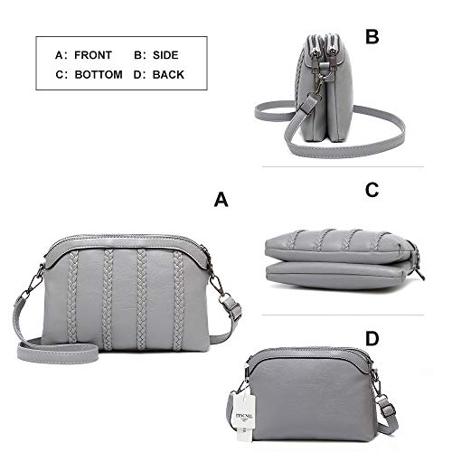 Crossbody Bag for Women Small Leather Phone Purse Wallet Shoulder Bag Trendy Ladies Wristlet Clutch(Gray) - Thumbnail 3