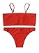 SweatyRocks Women's Sexy Bikini Set Removable Strap Wrap Padding Ribbed Swimwear Set Red L