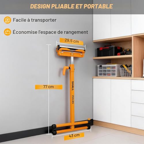 Shall Lot de 2 supports à rouleaux pliants – Capacité de charge de 113,4 kg – Hauteur réglable de 70 à 109 cm – Pour sciage à table – Travail du bois Servante à Rouleau